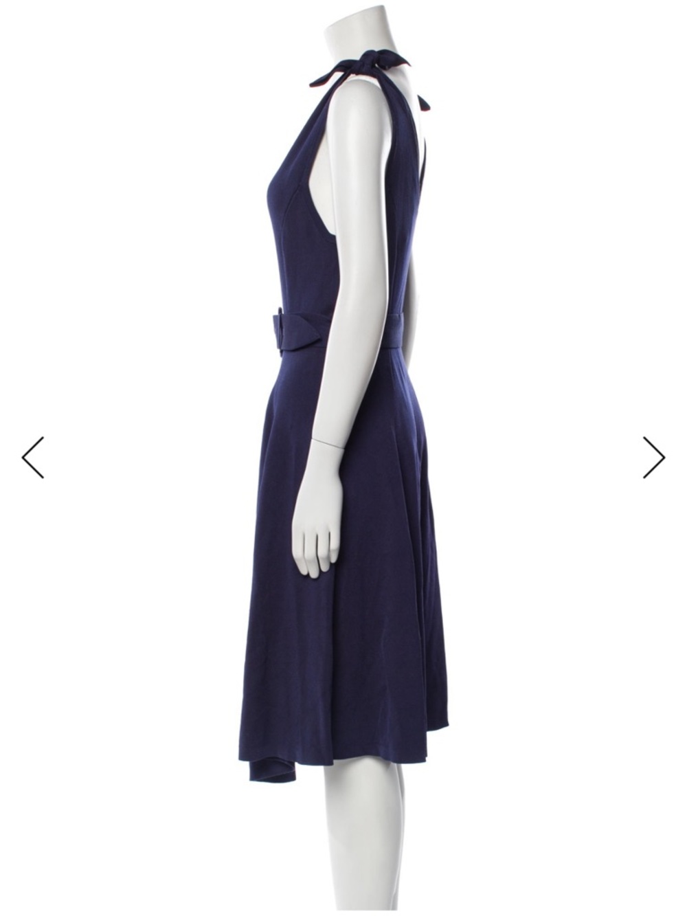 Zimmermann Navy Tie-Shoulder V-Neck Belted Midi Dress - Picture 3 of 4